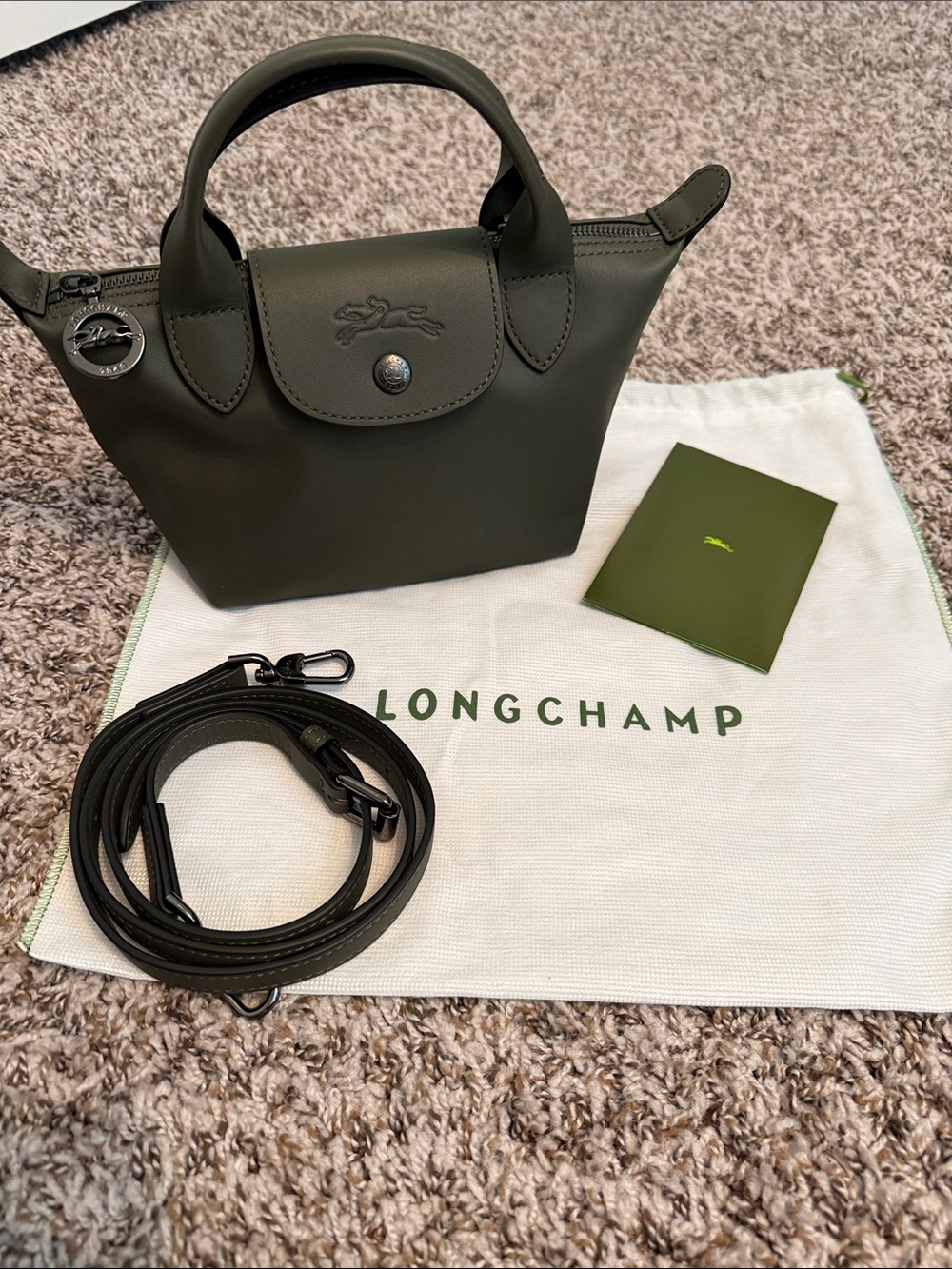 Longchamp Olive Green Mini Le Pliage Xtra Xs Top-Handle Crossbody